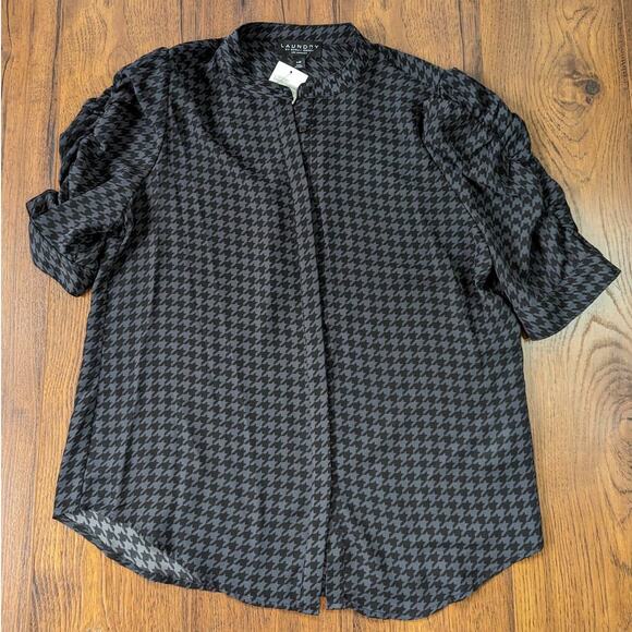 NWT Laundry by Shelli Segal Ruched Sleeve Houndstooth L - Picture 3 of 9
